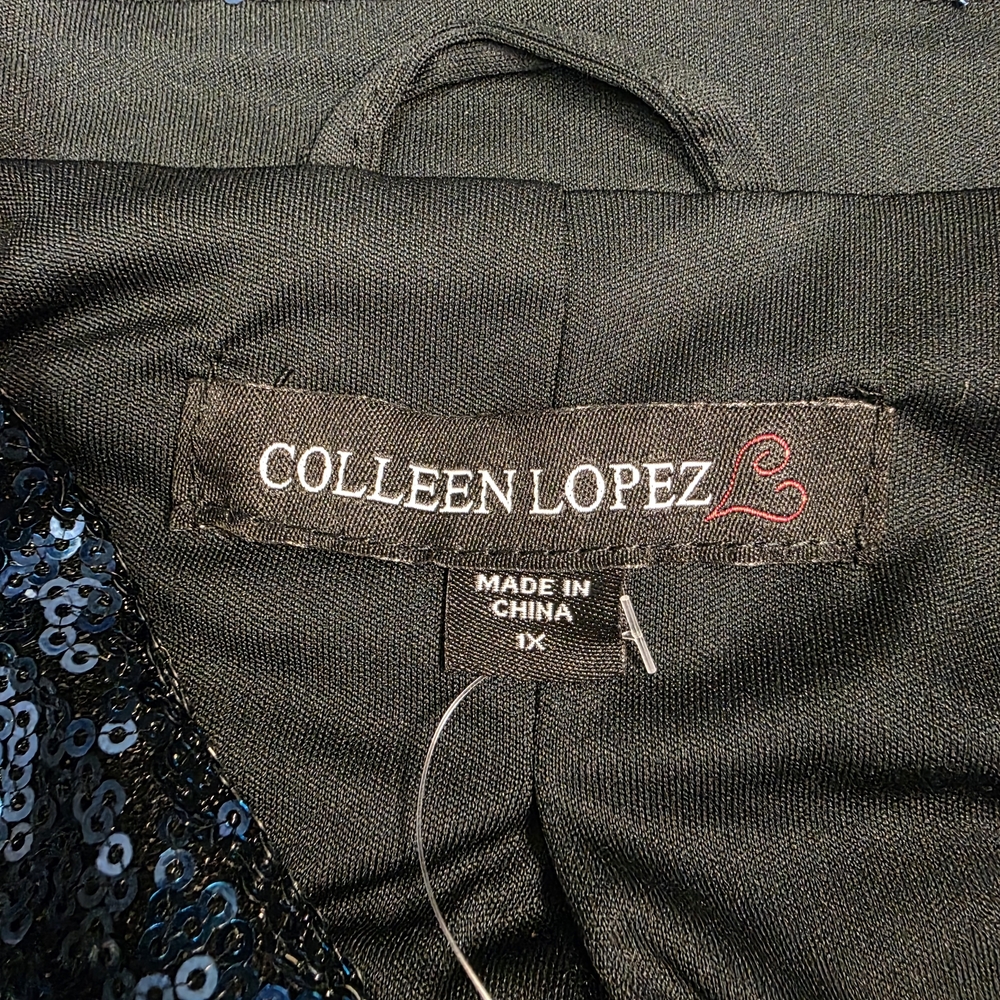 Colleen Lopez Women's Luxe Sequin Moto Jacket Blue Size 1X - Picture 3 of 6
